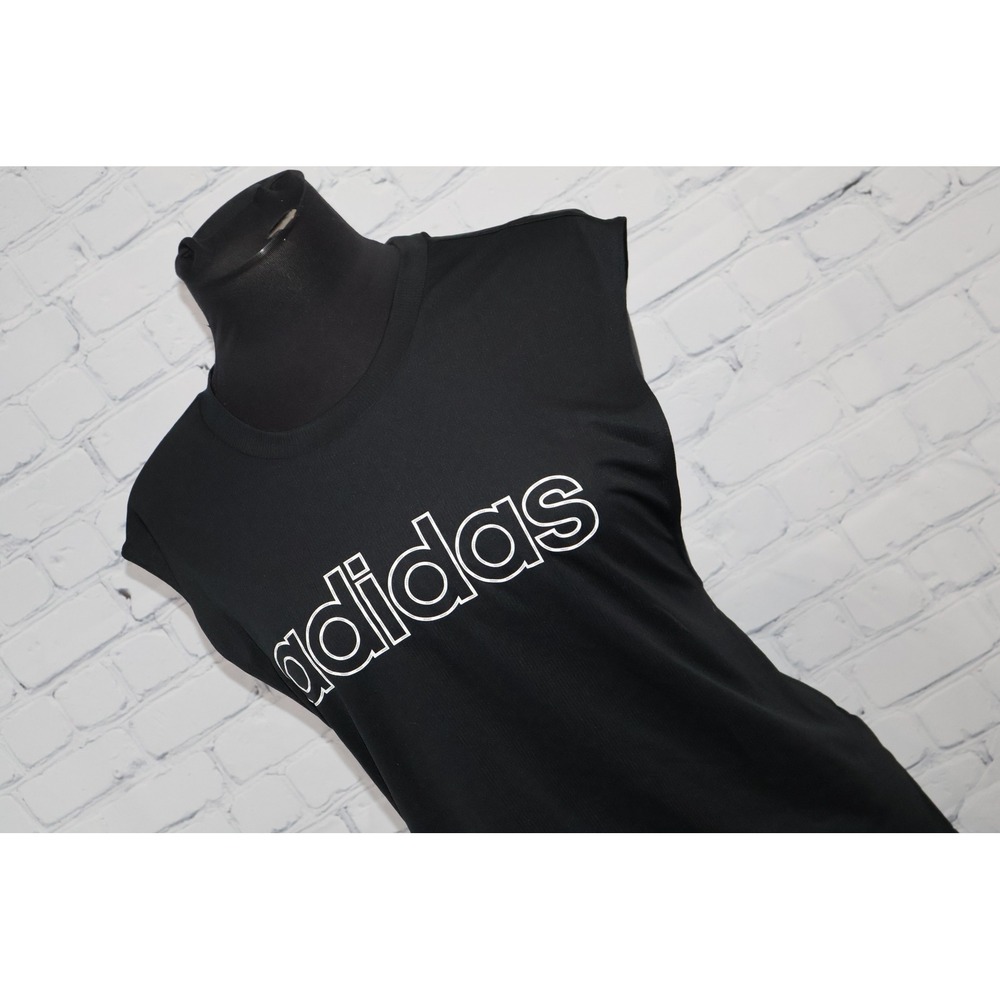 Adidas Tank Top Gym Shirt Womens 2XL Black Aeroready Sleeveless Logo GJ6784 NEW